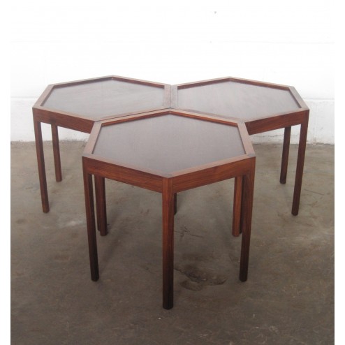 Hans Andersen hexagonal occasional tables in rosewood for Artex c1962 - Denmark 
